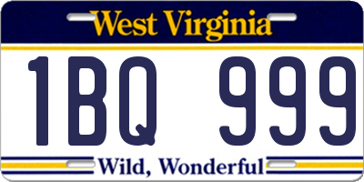 WV license plate 1BQ999