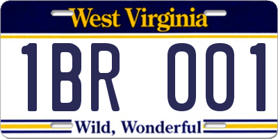 WV license plate 1BR001