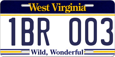 WV license plate 1BR003
