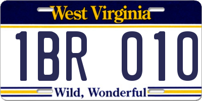 WV license plate 1BR010
