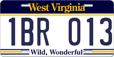 WV license plate 1BR013
