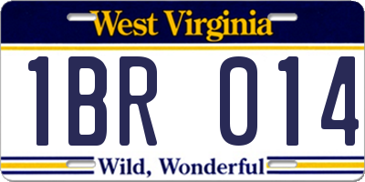 WV license plate 1BR014