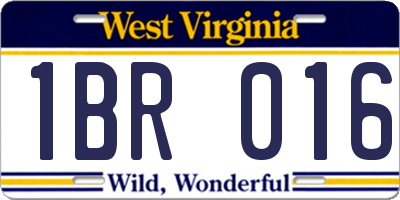 WV license plate 1BR016