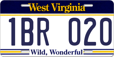 WV license plate 1BR020