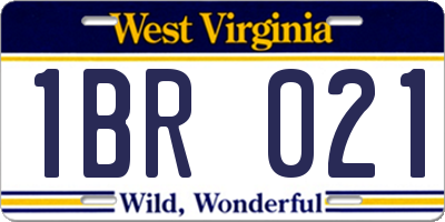 WV license plate 1BR021