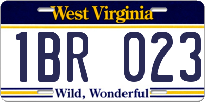 WV license plate 1BR023