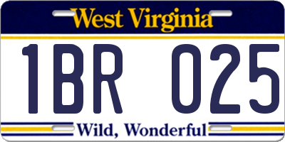 WV license plate 1BR025