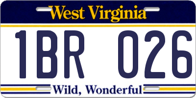WV license plate 1BR026
