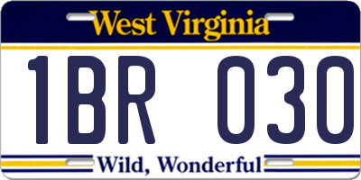WV license plate 1BR030
