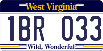 WV license plate 1BR033