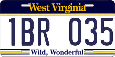 WV license plate 1BR035