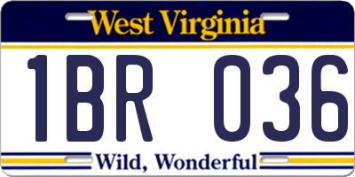 WV license plate 1BR036