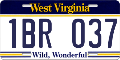 WV license plate 1BR037