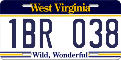 WV license plate 1BR038