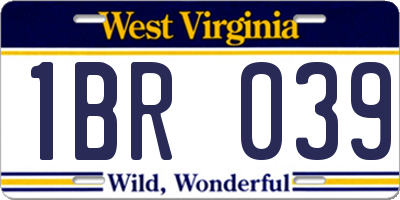 WV license plate 1BR039