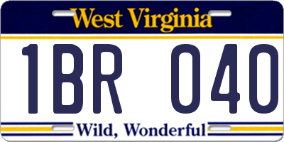 WV license plate 1BR040