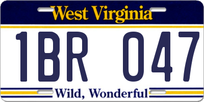 WV license plate 1BR047