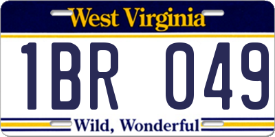 WV license plate 1BR049