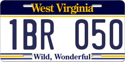 WV license plate 1BR050