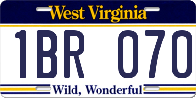 WV license plate 1BR070