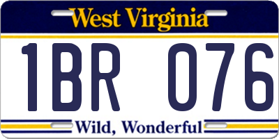 WV license plate 1BR076