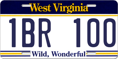 WV license plate 1BR100