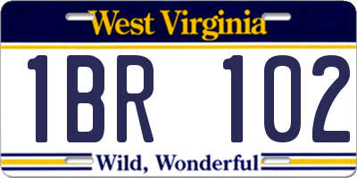 WV license plate 1BR102