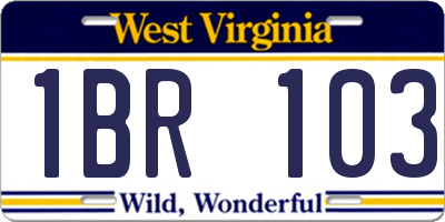 WV license plate 1BR103