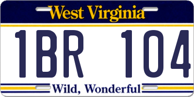 WV license plate 1BR104