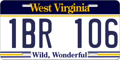 WV license plate 1BR106