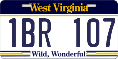 WV license plate 1BR107