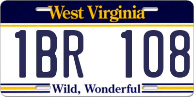 WV license plate 1BR108