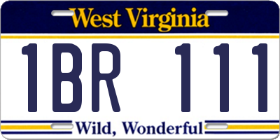 WV license plate 1BR111