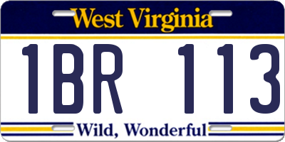 WV license plate 1BR113