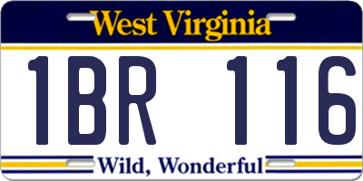 WV license plate 1BR116
