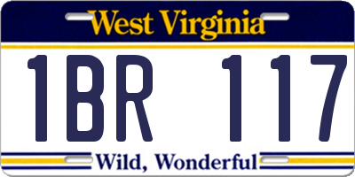 WV license plate 1BR117