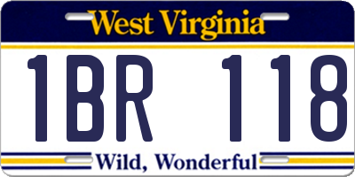WV license plate 1BR118