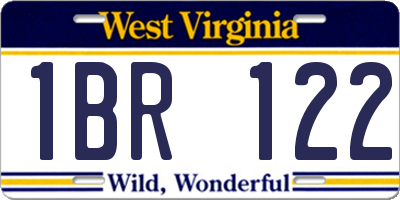 WV license plate 1BR122