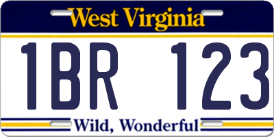 WV license plate 1BR123