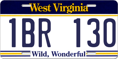 WV license plate 1BR130