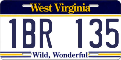 WV license plate 1BR135