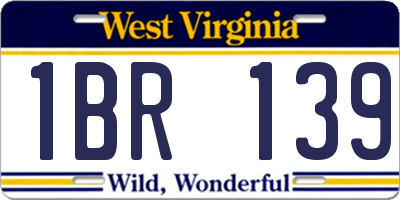 WV license plate 1BR139