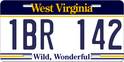 WV license plate 1BR142