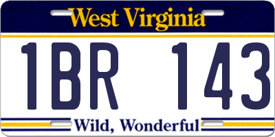 WV license plate 1BR143