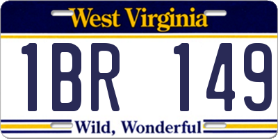 WV license plate 1BR149