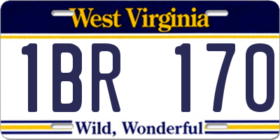 WV license plate 1BR170