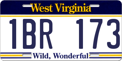 WV license plate 1BR173