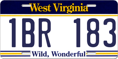 WV license plate 1BR183