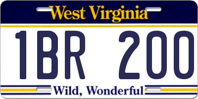 WV license plate 1BR200