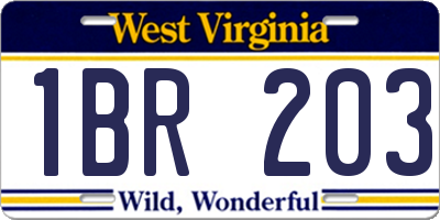 WV license plate 1BR203